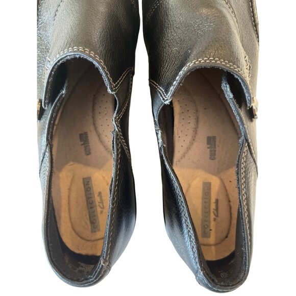 Clarks Women's Unlooped Black Textured Slip On Loafers  Size 9 - Picture 6 of 7